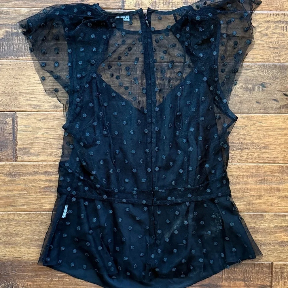 JCrew Cap-sleeve peplum top in dotted tulle, size 4